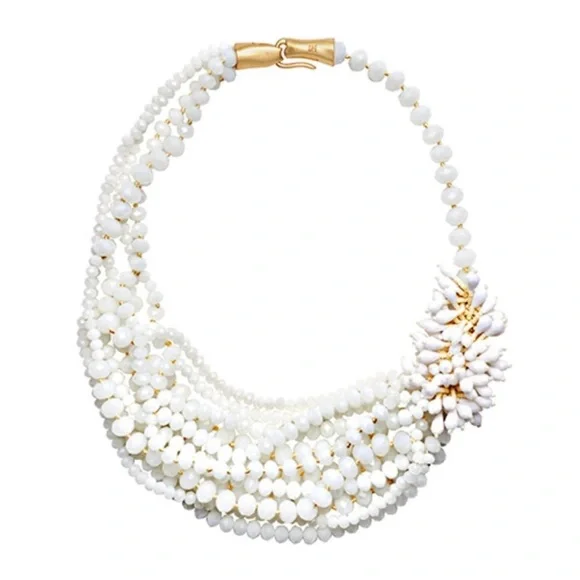 India Hicks Quiet Luxury Elegant White Beaded Statement Necklace - Picture 1 of 7